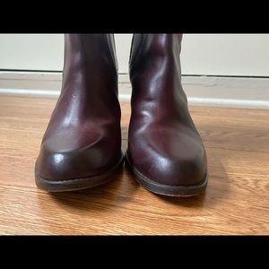 Frye Booties, Size 7.5, Dark Red Leather